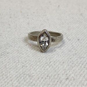 Marquis cut clear rhinestone silver band ring